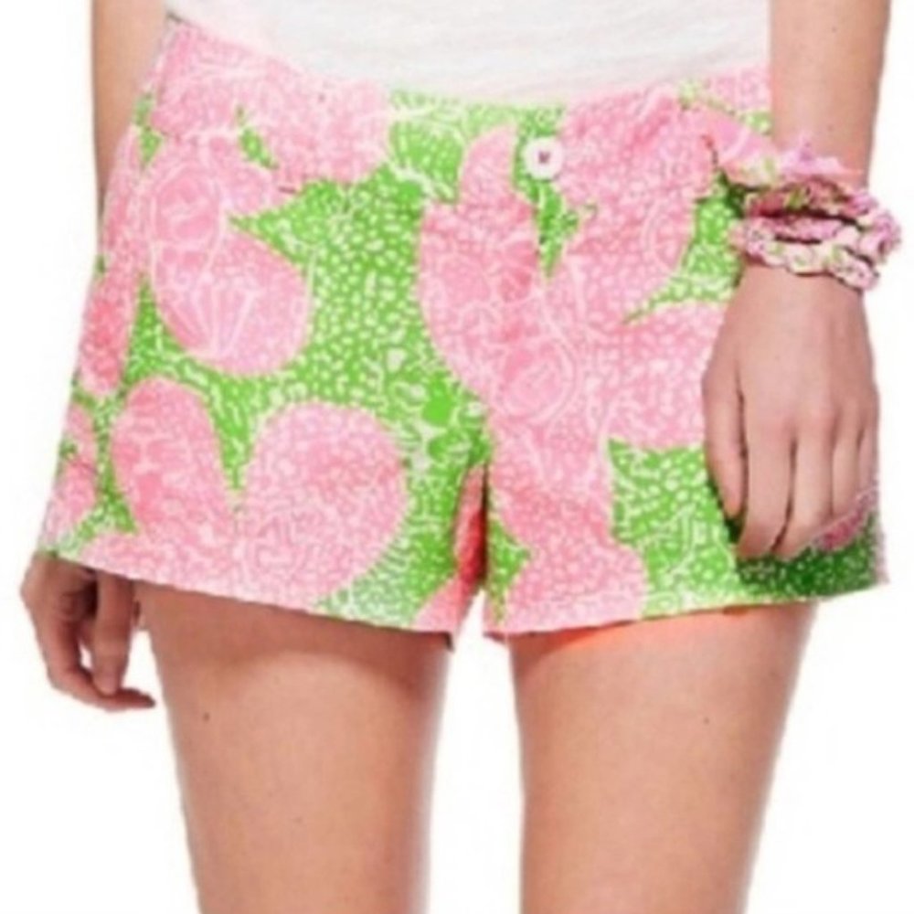 Lilly Pulitzer Pink and Green Floral Print Women's Walsh Shorts